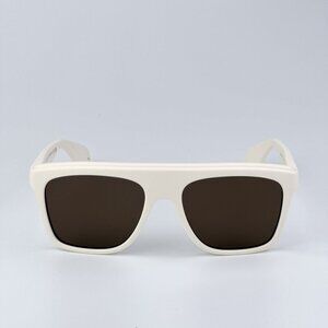 Gucci GG1570S 003 BRAND NEW Sunglasses Matte White Brown Unisex Pilot